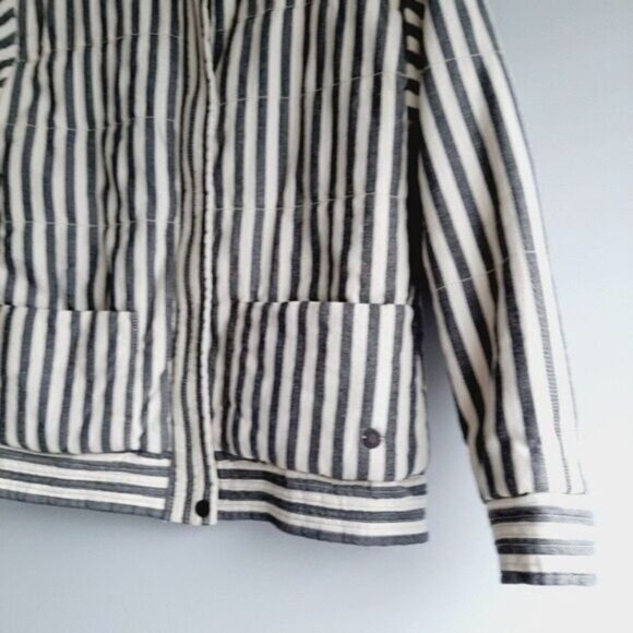 NUMPH - Anthro Womens Grey Striped Zip-Front Bomber Jacket Sz XS / S - Picture 7 of 13